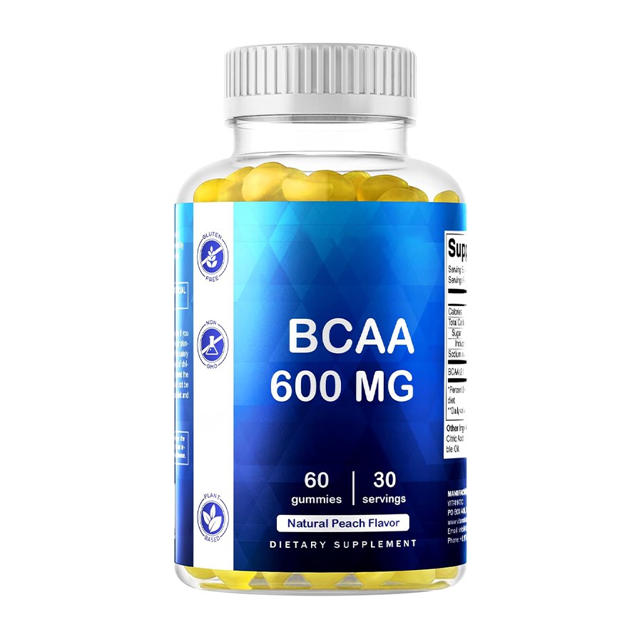 BCAA 600 mg kost gummier naturlig muskelåterhämtning och energistöd för aktiv livsstil