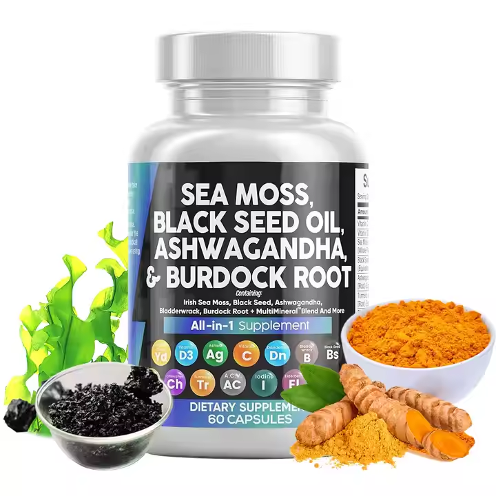 Black Seed Oil Och Ashwagandha Supplement Sea Moss Capsules